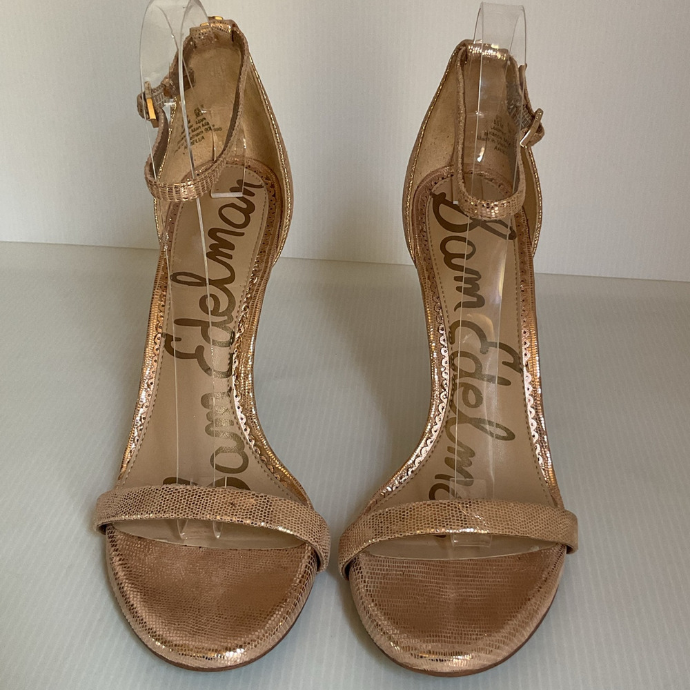 Sam Edelman Strappy Rose Gold High Heel Sandals Size 8.5 M Leather Upper - Picture 4 of 11
